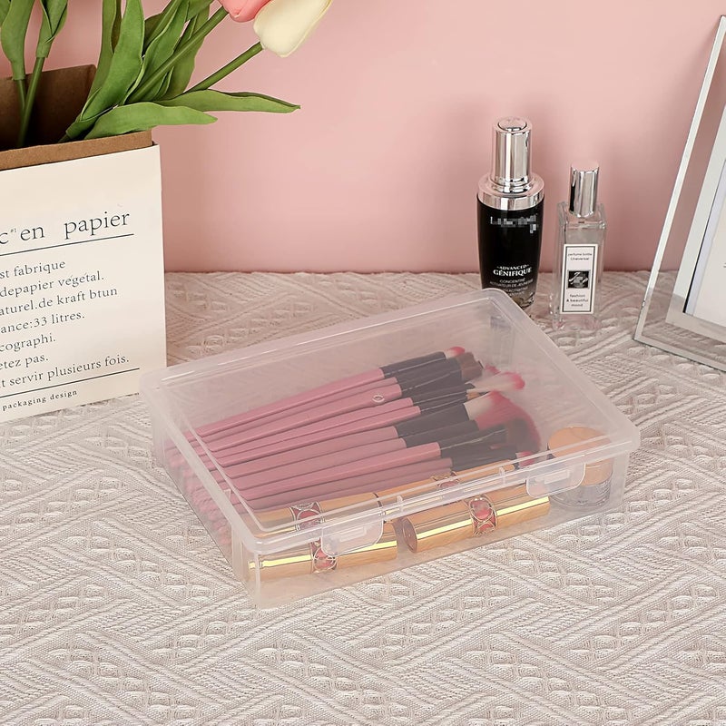 BTSKY Clear Plastic Storage Box with Flap Lid, Multipurpose Craft Organizers and Storage Box Art Supply Storage Organizer Plastic Sewing Box for Beads Pencils Notebooks, 4 Pack Small - Image 3